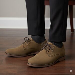 Dockers Mens Pryce Suede Oxford Shoes 13M Tan Brown Lace-up Casual Business